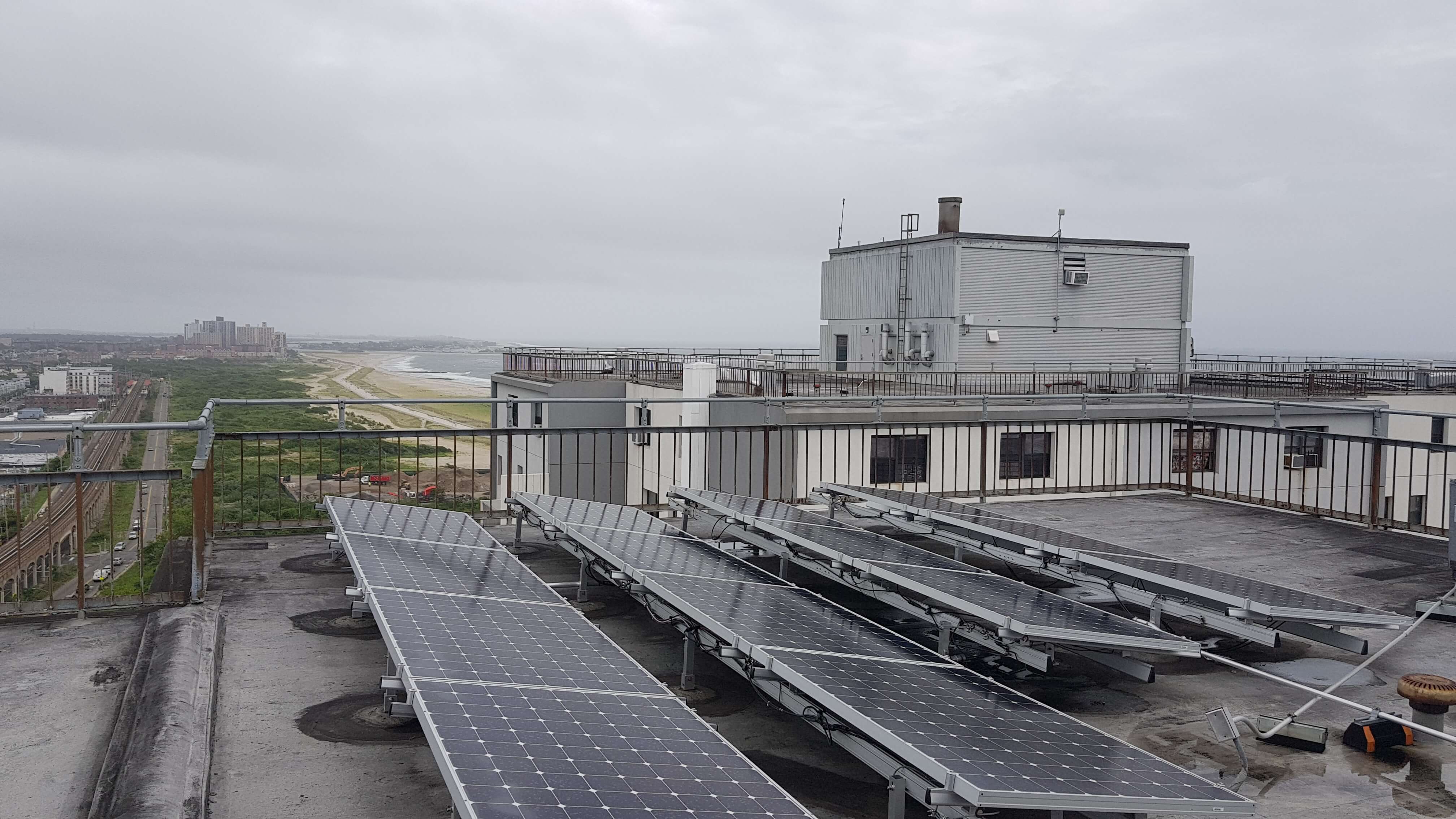 Solar panels paired with battery energy storage in New York City